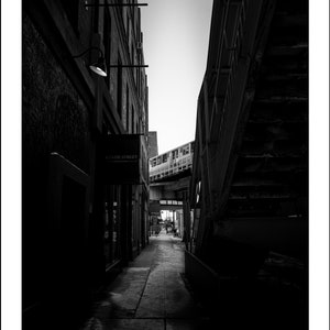 Chicago Photography, Chicago West Loop, Large Wall Art, Black and White Photography, Chicago L, Kinzie Street image 3