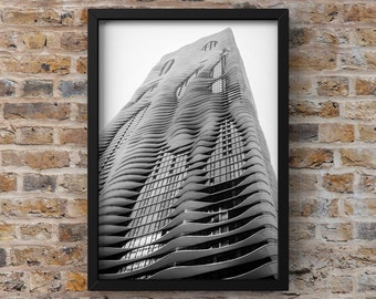 Chicago Photography, Downtown Chicago, Street Photography, Black and White Photography, Urban Art, Fine Art Photography - Aqua Tower