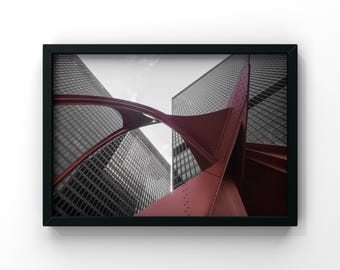 Calder’s Flamingo Chicago Photography – Color Splash Black and White Art Print