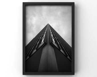 Chicago Skyscraper Black and White Photography Print | Brutalist Architecture Wall Art
