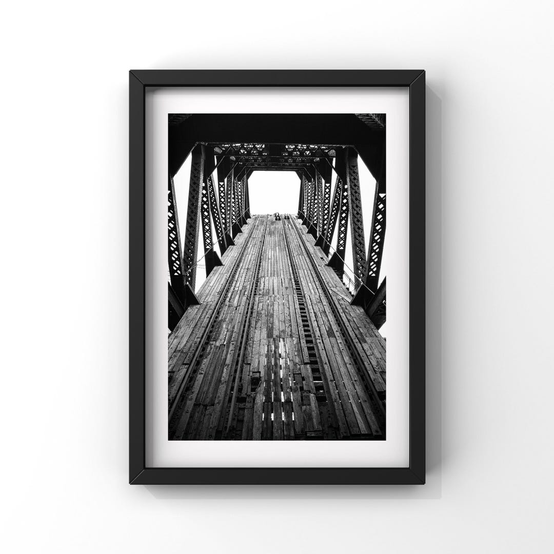 Chicago Bridge Black and White Photography Print Industrial ...