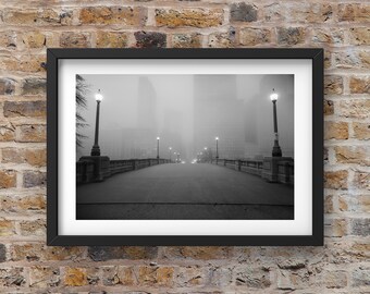 Chicago Photography, Chicago Photo Print, Chicago artwork, Fine Art Photography, Urban Landscape, Chicago Architecture, Chicago Bridge & Fog