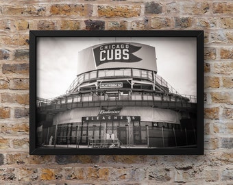 Chicago Cubs Wrigley Field photography print, Black and White Chicago Fine Art Photography Print, Chicago Photography, Man Cave Art