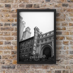 Chicago Theater Black and White Photography Print: Fine Art