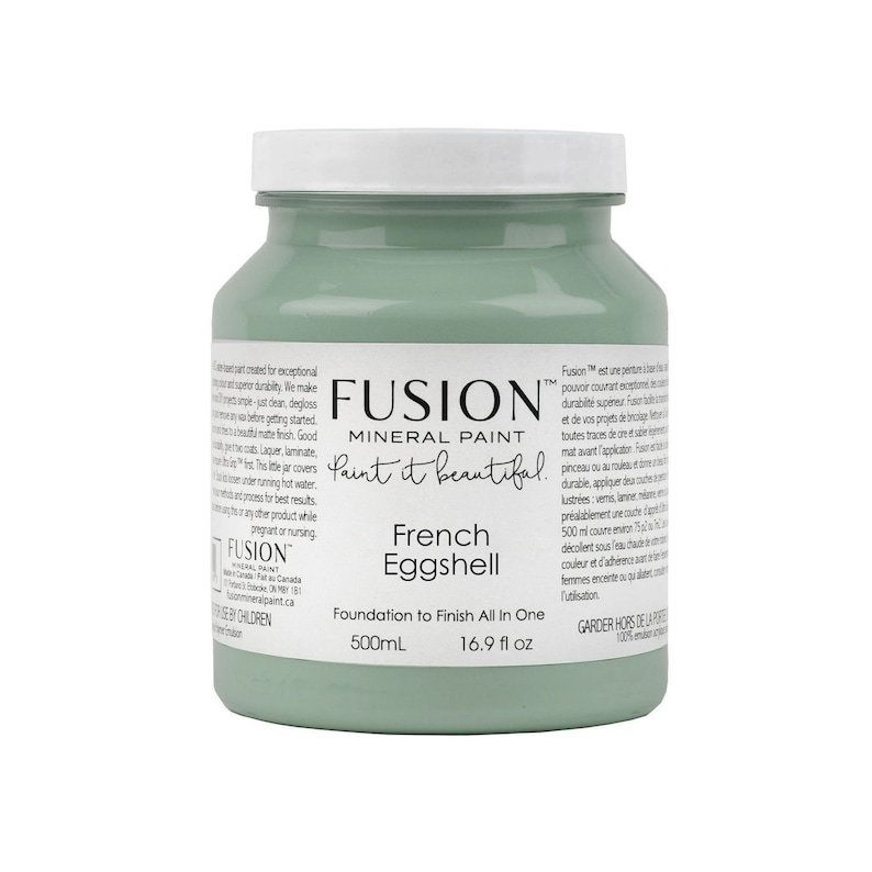 Fusion Mineral Paint Eco Friendly Furniture Paint Foundation to Finish All in One 1 Pint 50 Colours French Eggshell