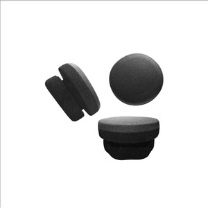 May include: Three black foam round pads, one is flat, one is slightly domed, and one is a double-sided pad with a flat side and a domed side.