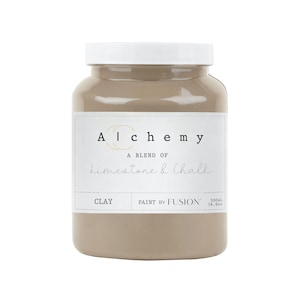 フュージョンミネラルペイントのALCHEMYライムストーン＆チョークペイント - クレイ - 120mLと500mL
