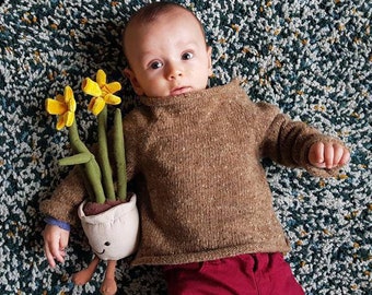 BABYBIRD Pure Merino Wool Baby Sweater Jumper Pullover, Handmade in Ireland, Beige Neutral baby clothes, 40 COLOURS