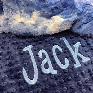 Personalized Baby Blanket, Navy Sorbet Minky Blanket, Baby Boy or Baby Girl Blanket, Baby Shower Gift