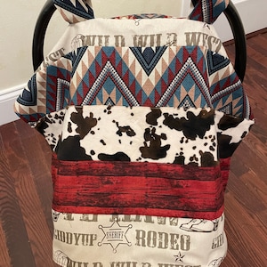Baby Car Seat Tent, Cowboy Car Seat Canopy, Western Car Seat Blanket, Cowboy Baby Boy Shower Gift