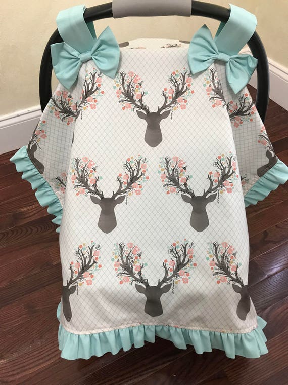 Baby Car Seat Tent Cat Canopy Monogram Shower Baby Car Seat Tent Cat Canopy, Deer Car Seat Canopy