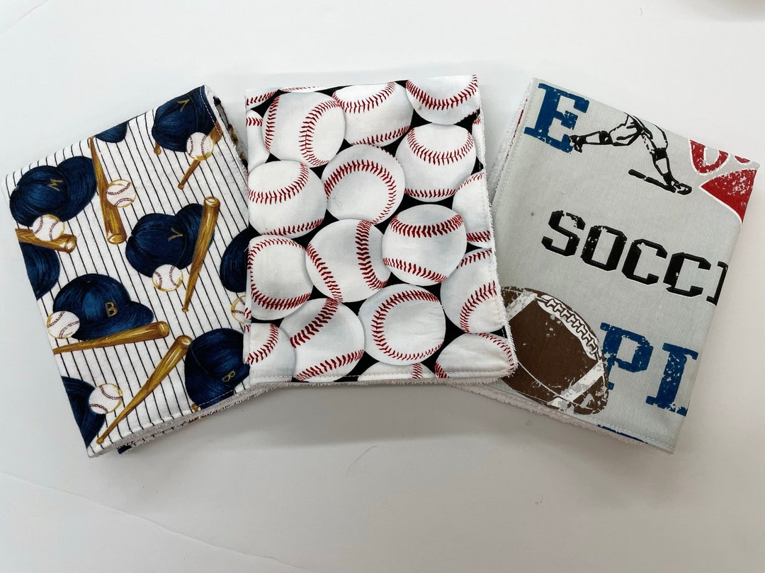 Sports Baby Boy Burp Cloth Set, Baseball Baby Boy Shower Gift, Baby