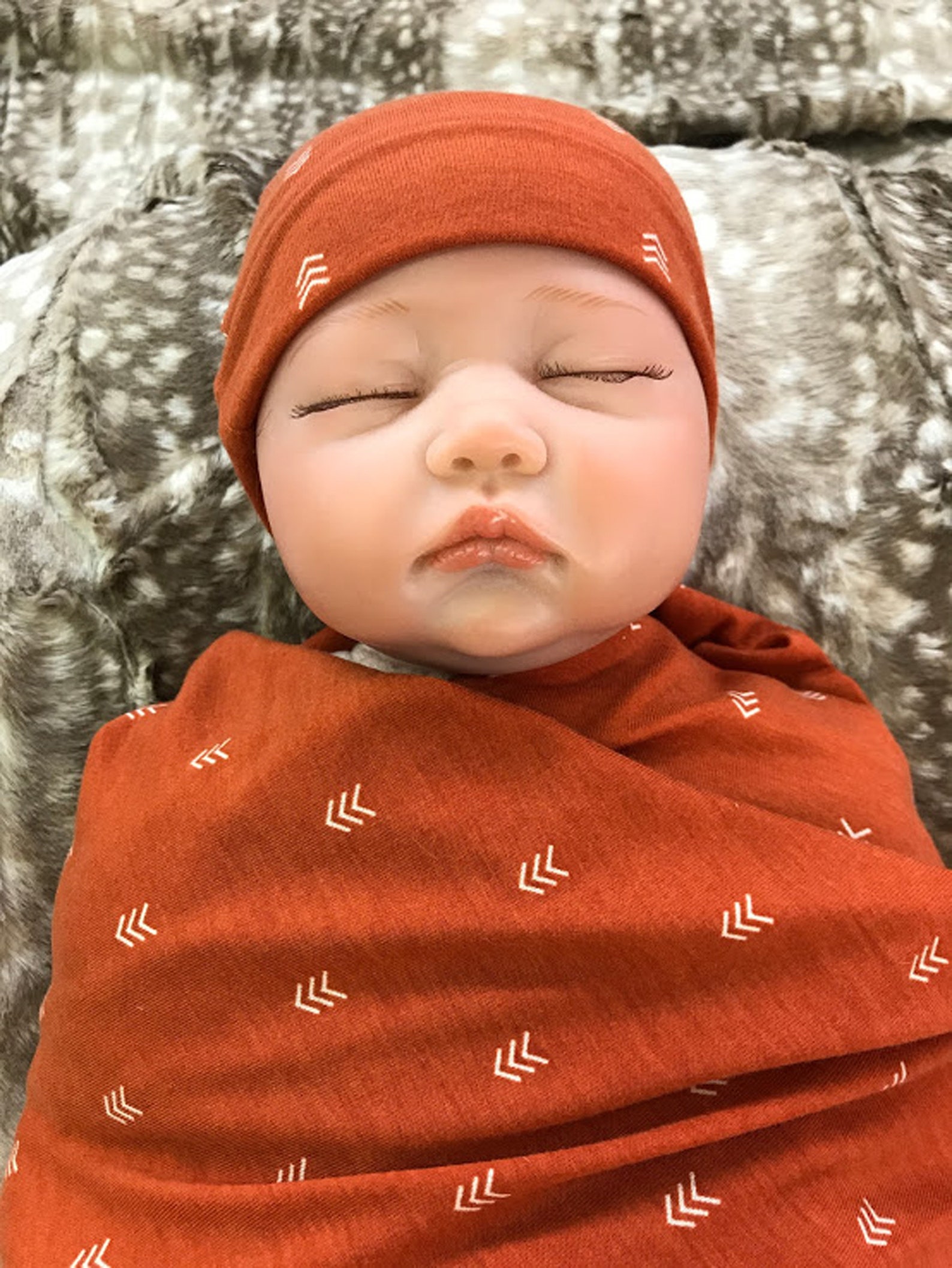 Newborn Swaddle Set Rust Red Earth Tones Coming Home Etsy