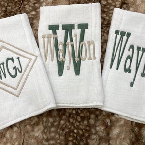 3 Piece Monogram Burp Cloth Set-Monogram Burp Cloth-Personalized Baby Shower Gift-Monogram Baby Boy Gift-Burp Cloth-Baby
