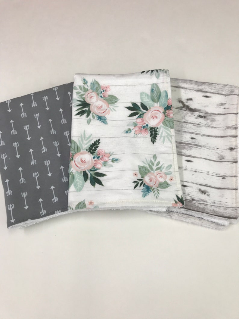 Boho Baby Burp Cloth Set Gray Arrows,Baby Girl Shower Gift Baby Shower Gift