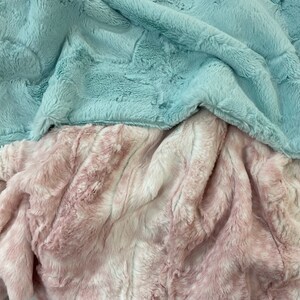 Personalized Baby Blanket, Aqua and Rose Water Pink Fawn Minky Blanket, Baby Boy or Baby Girl Blanket, Baby Shower Gift