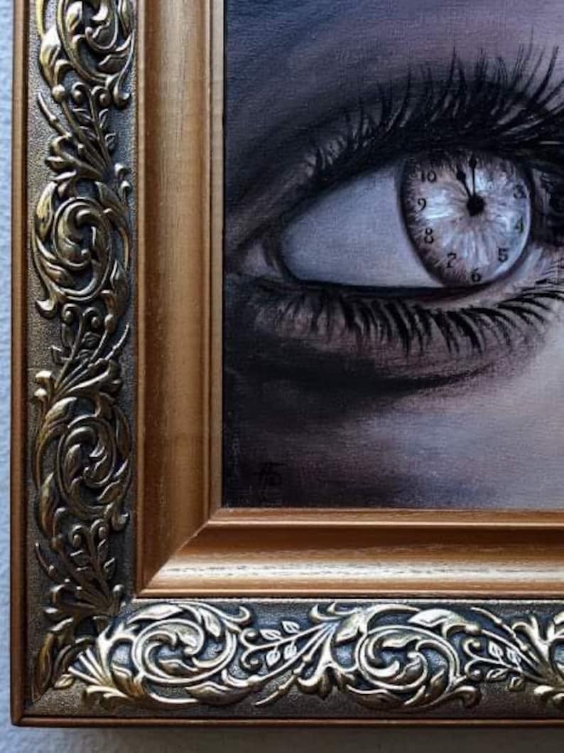 “Time is Watching” Oil Painting on Canvas Framed