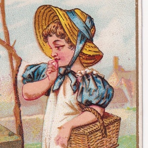 Condizioni eccellenti! Fiori di First Rose - Bella cartolina commerciale vittoriana francese 1895 Lervilles Paris - bambina orticoltura - Moda cromo vintage