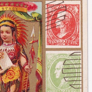 Condizioni eccellenti! United States Post Office - Bella cartolina commerciale vittoriana francese 1895 Guillout Paris - francobollo filatelico - Vintage cromo indiano