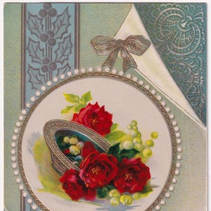 Félicitations 1915 - Belle carte postale de voeux suédoise vernie - Fleurs roses de muguet - Cadeau carte vintage scandinave
