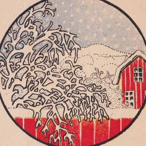 Adina Sand -God Helg / Auguri di Natale 1920 - Bella cartolina vintage Svezia - paesaggio invernale cottage neve montagna - scandinavo