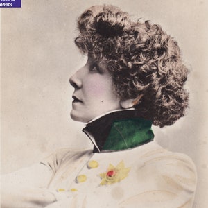 Sarah Bernhardt - 1907 - belle femme édouardienne Portrait carte postale actrice de théâtre photographie Paris vintage photo éphémère réel RPPC