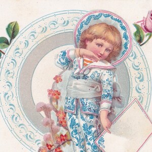 Félicitations des années 1905 - Belle carte postale vintage de Suède - Élégant cadeau de fleurs pour enfants et roses - Mail / Letter mode édouardienne