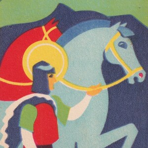 Gott Nytt År / Happy New Year 1930s - petite carte postale de vœux Suède - SUNDBLAD - Artiste signé Art Déco scandinave - Homme cheval - vintage