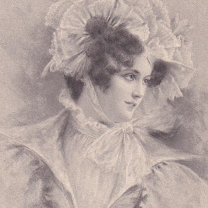 Retrato de mujer elegante / Sombrero de peluquero - Postal antigua ilustrada de artista 1905 - Belleza de vestido de moda en estilo vienés - Art Nouveau vintage