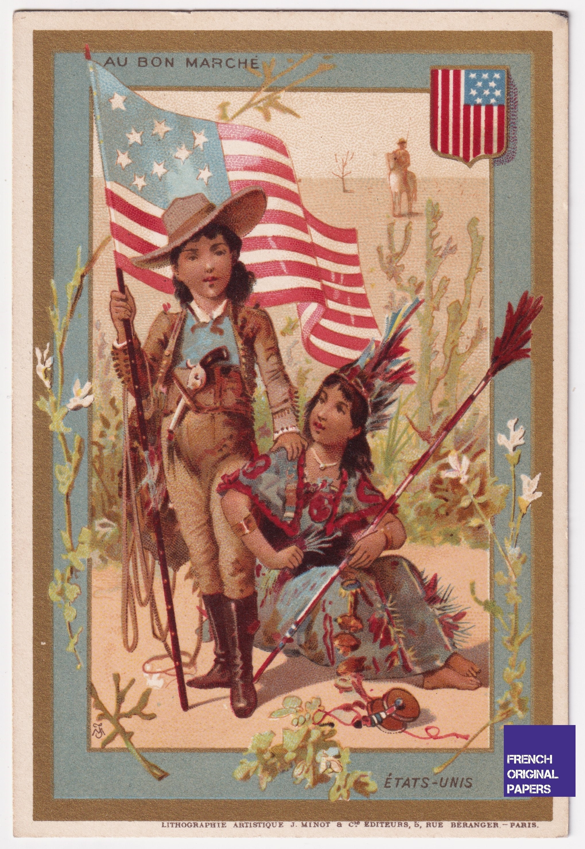 United States / Patriotic Flag Golden Victorian Trade Card image