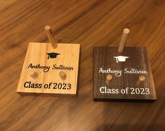 Custom Natural Wood Cell Phone Tablet Stand Holder, custom graduation gift, personalized graduation gift on wood, class of 2023 or 2023 gift