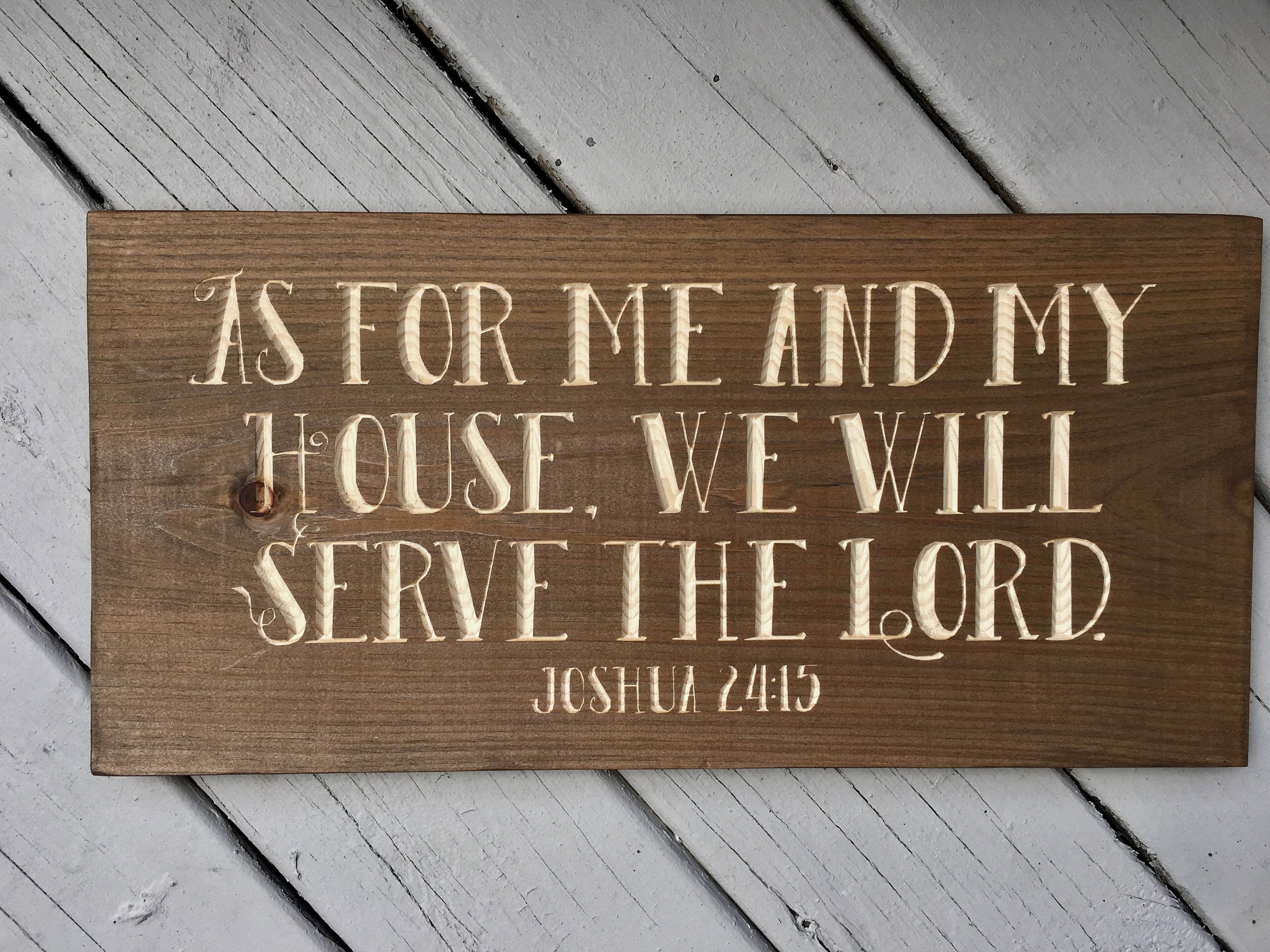 Wood Bible Verse Sign Christian Scripture Home Decor Joshua 24:15 As for Me and My House Rustic Carved Engraved Housewarming Gift