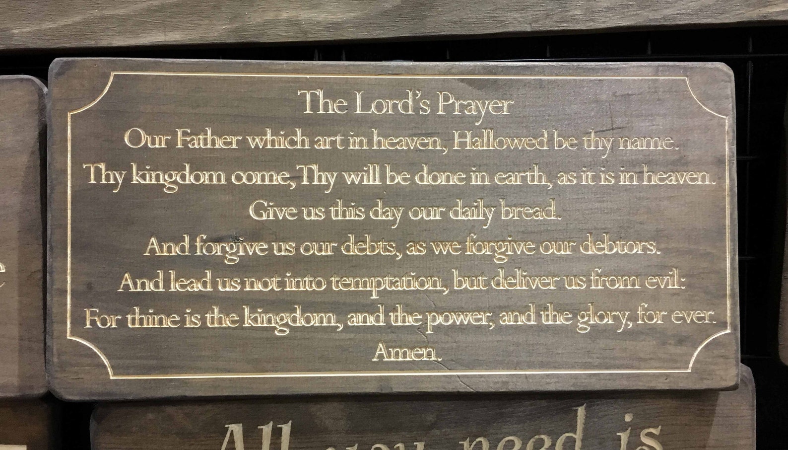 The Lords Prayer Sign Wood Wall Art Plaque Bible Verse Etsy