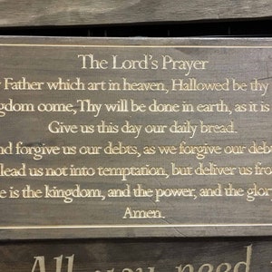 The Lords Prayer Sign Wood Wall Art Plaque Bible Verse Christian Scripture Home Decor Engraved Wooden Gift