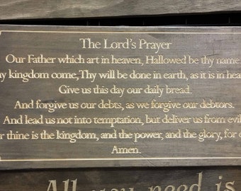 The Lords Prayer Sign Wood Wall Art Plaque Bible Verse Christian Scripture Home Decor Engraved Wooden Gift