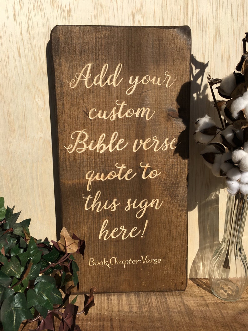 Bible Verse Wall Art Wood Sign Custom Vertical Christian Wall Art Scripture Signs Home Decor Choose your Favorite Bible Passage Gift Plaque image 1