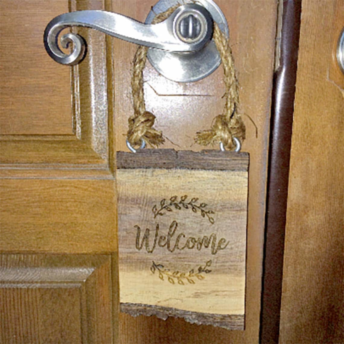 Doorknob Sign Wood Welcome Sign Custom Door Knob hanger Sign | Etsy