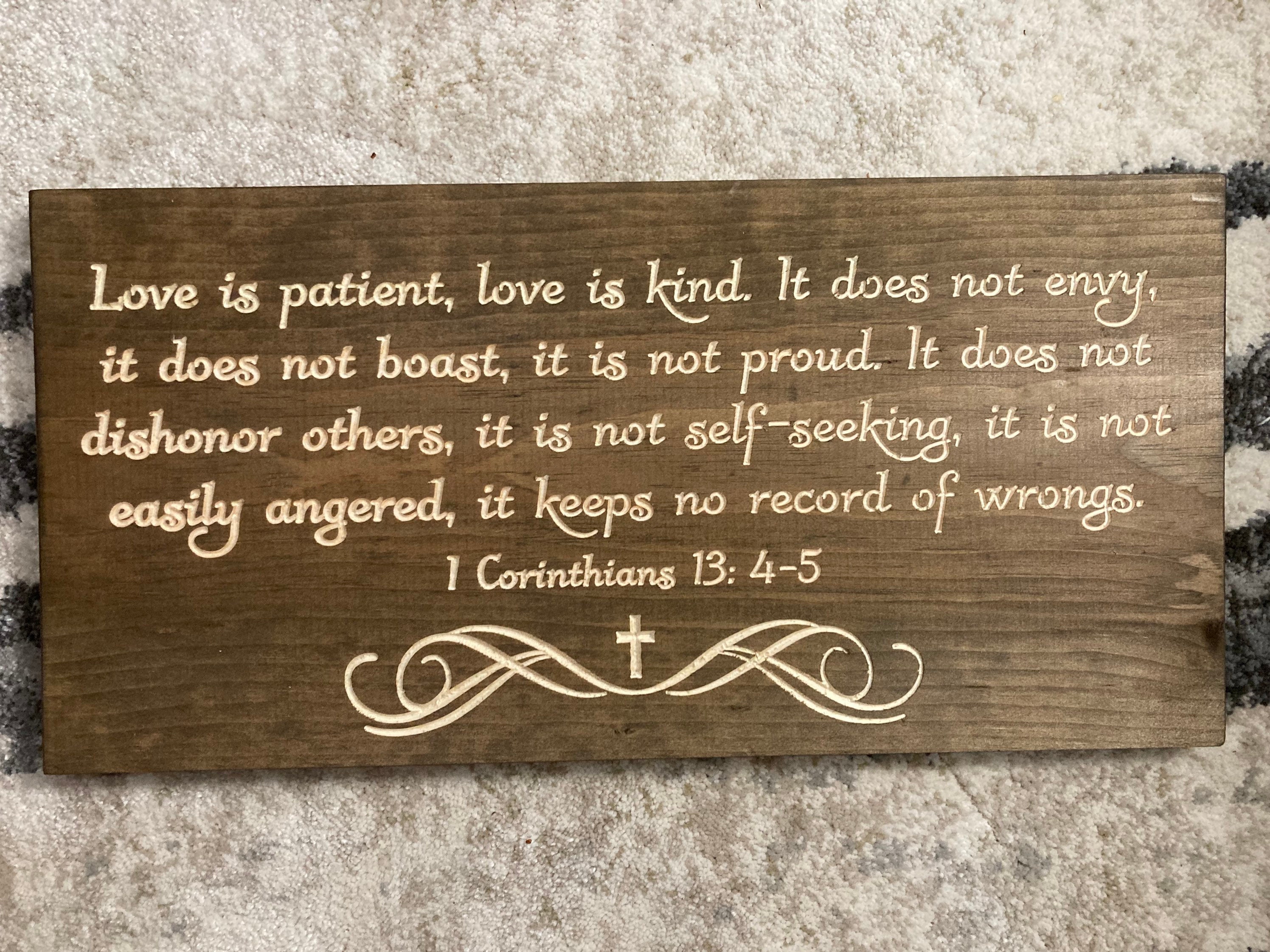 Bible Verse Wall Art Love is Patient Wood Sign Christian Etsy