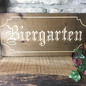 Biergarten Sign Wood Sign Vintage German Beer Oktoberfest Decoration Carved Wooden Home Decor Fall Octoberfest Germany Bar Man Cave Wall Art