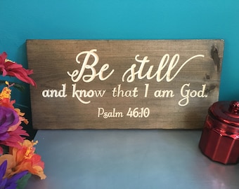 Be Still Wood Signs Bible Verse Wall Art Christian Scripture Rustic Wall Decor Country Vintage Decor Carved Engraved Plaque Wooden Wall Art