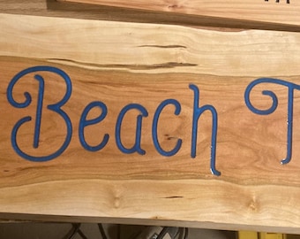 Custom live edge beach sign | custom beach sign | live edge sign | custom epoxy sign| custom walnut sign | custom cherry sign