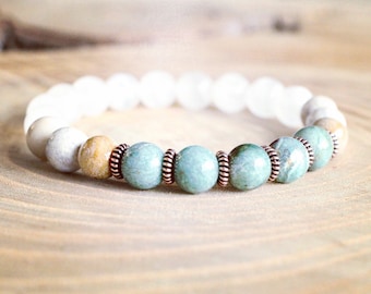Fertility Rainbow Moonstone Wrist Mala Bracelet – Intention Setting, Ethical Gemstone