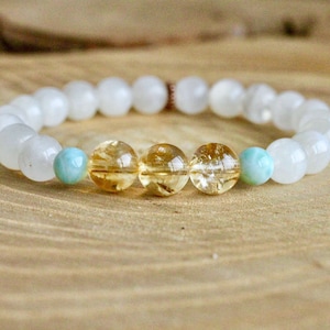 GODDESS Bracelet, Moonstone Mala Bracelet, Mala Bracelet, Yoga bracelet, healing bracelet, citrine bracelet, Larimar bracelet, yoga jewelry 画像 1