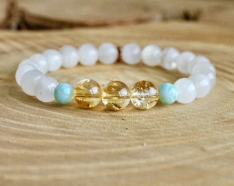 GODDESS Bracelet, Moonstone Mala Bracelet, Mala Bracelet, Yoga bracelet, healing bracelet, citrine bracelet, Larimar bracelet, yoga jewelry