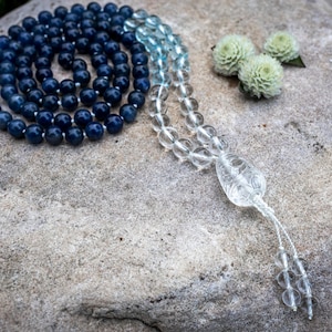 Wisdom Ethical Saphir Mala Halskette – Einsicht und Klarheit, handgemachte Edelstein Mala