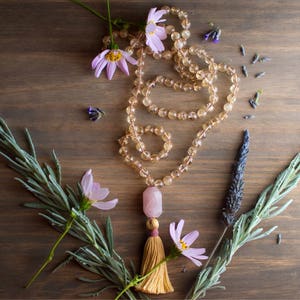 WARMTH Ethical Citrine Meditation Beads, Warming cleansing healing gemstone Mala, eco-friendly japa mala, mantra meditation, prayer beads
