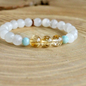 GODDESS Bracelet, Moonstone Mala Bracelet, Mala Bracelet, Yoga bracelet, healing bracelet, citrine bracelet, Larimar bracelet, yoga jewelry 画像 2