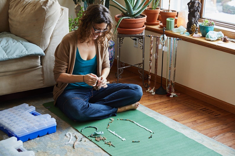 Japa Mala CONFIDENCE Ethical moonstone and amazonite Mala beads Healing Gemstone Mala Meditation Beads yoga mala necklace Prayer beads