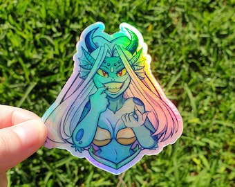 Mermaid sticker, Holographic sticker, vinyl sticker, monster girl sticker, siren, halloween sticker, pin up sticker, waterproof sticker