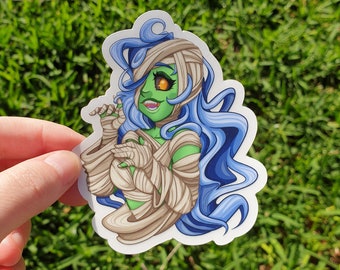 Mummy sticker, monster girl sticker, vinyl sticker, halloween sticker, pinup sticker, pin up, clear sticker, car decal, laptop decal